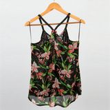 Lace Collar V Hollow Loose Sleeveless Chiffon Printing Summer Camisole