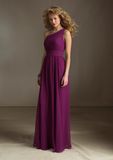2014 Chiffon One Shoulder Style Long Fashion Bridesmaid Dresses (BD3063)