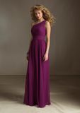 2014 Chiffon One Shoulder Style Long Fashion Bridesmaid Dresses (BD3063)