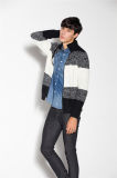 Custom Blended Yarn Cable Knit Men Cardigan with Zipper