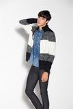 Custom Blended Yarn Cable Knit Men Cardigan with Zipper