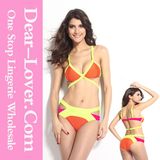 Orange Strappy Cutout Bikini Swimsuit