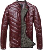 Men Leather PU Fashion Winter Fitting Padding Jacket Clothes