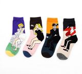 Custom Oil Painting Jacquard Cotton Unisex Knee High Sock