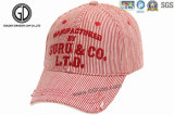 Distressed Printing Striped Embroidery Sport Golf Hat/ Baseball Cap