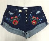 2016 Women Embroidery Fashion Denim Short Jeans