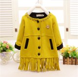 C1292 Best-Selling Newest Winter Kids Girls Fashion Beaded Tassels Trench Coat with Crown Kids Apparel 3~6y Baby Warm Coat