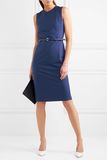 2017 New Fashion Navy Blue Wool-Blend Office Lady Dresses