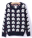 Jacquard Sun Flower Loose Sweater (BTX840)