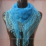 Fashion Plain Dyed Chiffon Triangle Scarf with Lace Trimming (Hz201)