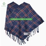 High-Quality Europe Winter Plaid Wool Shawl Fashion Women Warm Cloak