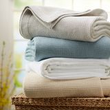 100% Egyptian Cotton Waffle Weave Blanket - Full/Queen, Natural Bedcover Quilt