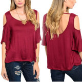 Fashion Women Leisure Casual Strapless Top Backless T-Shirt Blouse
