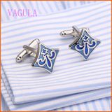 VAGULA High Quality Silver Plated Painting Wedding Gemelos Cuff Link