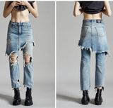 2017 New Arrive High Quality Women Fashion Ripped Stitching Jeans