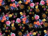 Black Flowers Printed Nylon Swimwear Fabric (ASQ093)
