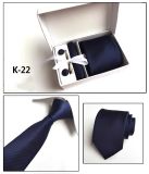 Custom 100% Handmade Woven Polyester Tie Cufflinks Hanky with Box Set (K22/23/24/25)