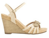 Faux Leather, Canvas, or Fabric Two-Piece Wedge Sandals