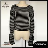 Ladies Fashion Flare Sleeve Stripe Top