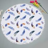 Feather Printed Round Microfiber Beach Towel.