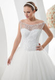 Simple Heavy Beading Pearls Top Tulle Ball Gown Bridal Wedding Dress