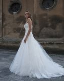 Amelie Rocky A-Line Beaded Tulle Wedding Dress with Corset Train