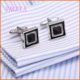 VAGULA Fashion Black Crystal Copper Shirt Cufflink