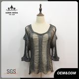 Women Fashion Broken Mesh Knitted Sweater