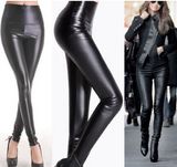 Sexy Ladies High Waist Wet Look Faux Imitation Leather Leggings (SR8207-1)