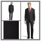 Tailor Made Two Button Classic Fit Men's Black Striped Formal Suit (SUIT6204)