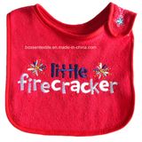 Promotional Cotton Red Words Embroidery Custom Baby Wear Baby Bibs Baby Apron