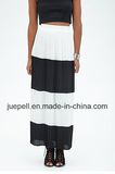 Fashion Pleated Striped Long Maxi Skirt with Invisible Seam Zipper