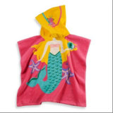 100% Cotton Printing Kids Bath Hooded Towel Beach Poncho