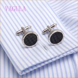 VAGULA Ashion Fibre Copper Cufflink Rhodium Plated Wedding Cuff Link