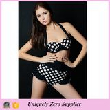 2016 Hot Sale Sexy Women Black Background White Dots Prints Tankinis Bikini with High Waist Pants