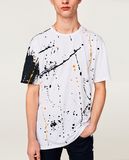 Paint Splatter Print Round Neck T-Shirt