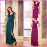 V-Neck Mother Party Prom Formal Gowns Split Chiffon Evening Dress E16120