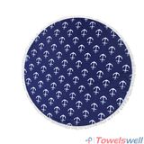 Printed Microfiber Circle Beach Towel with Tassels