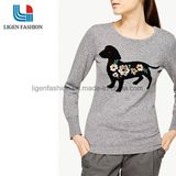 Fashionable Ladies Embroidery Pattern Knitted Pullover