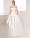 Sweetheart Pleat Waist with Lace Bolero Pocket Satin Bridal Wedding Dress