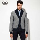 Factory Acrylic/Nylon/Wool/Alpaca Striped Man Sweater Cardigan with Button