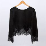 High Quality Black Work Wear Chiffon Raglan Sleeve Blouse