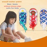 Wooden Shoes Lacing Peg Board Puzzles Children Toys