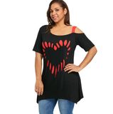 Plus Size Short Sleeve Heart Print Tunic T-Shirt Women 2018 Summer Casual Tops Pullover Ladies Tshirt T-Shirts