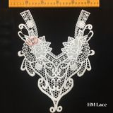25*30cm Vogue Bridal Milk Silk Water Soluble Embroidery Collar Trimming Lace Fabric Accessories with White Flowers and Fashion Curves Hml8580