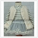 Pearl Button Wool Blend Coat for Children Girls