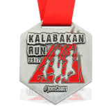 Custom Hexagon Antique Silver Soft Enamel Run Finisher Sport Medal