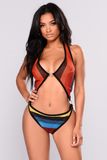 Miami Sunset Multi O Ring Detail Open Front Open Back Lady Bikini