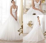 Handed Beaded Lace Bridal Wedding Dress (SMT008)