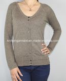 Women Knitted V Neck Cardigan with Buttons (12AW-302)